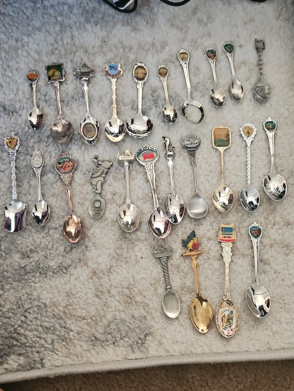 Vintage Collectible Souvenir Spoon Lot - Mixed Metals